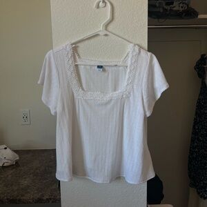 Flutter-Sleeve Pointelle-Knit Blouse